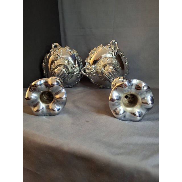 Monumental 14.5" Antique Norblin & Co. Silver Plated Candlesticks For Sale In Boston - Image 6 of 13