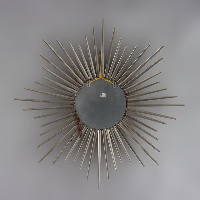 Vintage MCM Silver Gilt Metal Sunburst Mirror Unsigned C1970 For Sale - Image 6 of 9