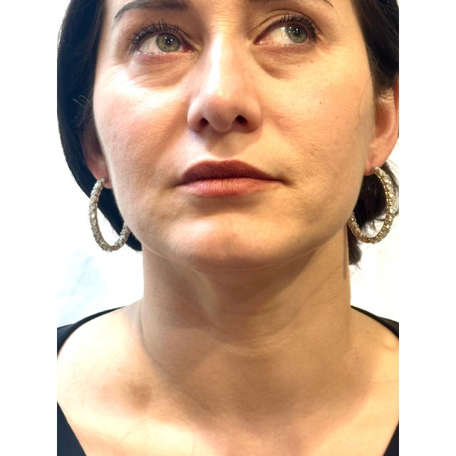 10.5 Carat Diamond Inside Out Hoop Gala Cocktail Earrings in 14 Karat White Gold For Sale - Image 14 of 18