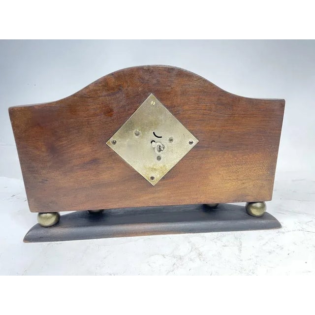 Art Deco Walnut Mantel Clock, 1930s For Sale - Image 6 of 11
