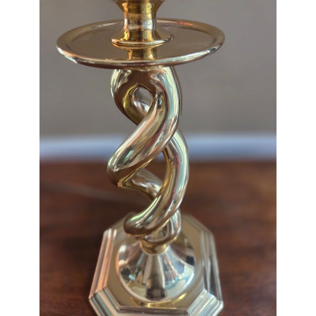 Vintage Solid Brass Barley Twist Lamps For Sale In Indianapolis - Image 6 of 9