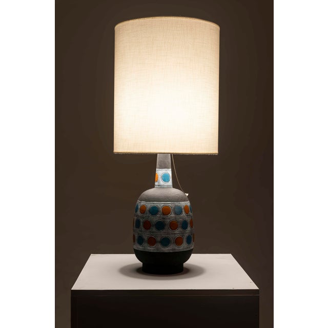 European Polychrome Ceramic Table Lamp, 1960s For Sale - Image 9 of 11