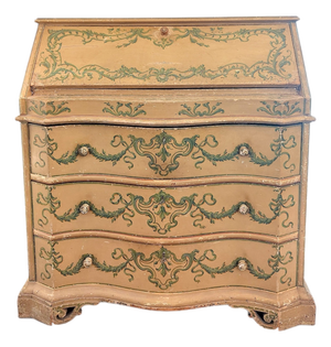 Italian Polychrome Secretaire with Botanical Motifs
