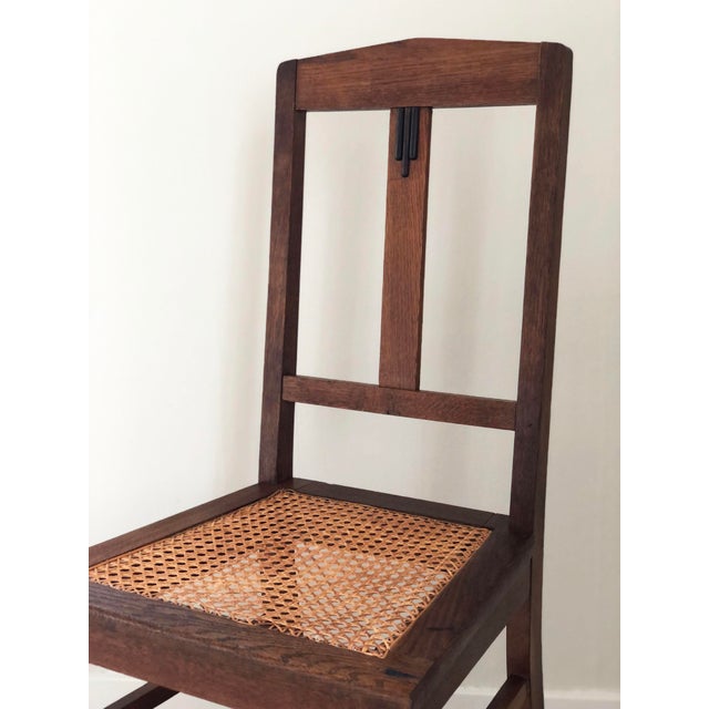 Wood Pair of Oak Art Deco Amsterdam School Dining Chairs 1920s For Sale - Image 7 of 11