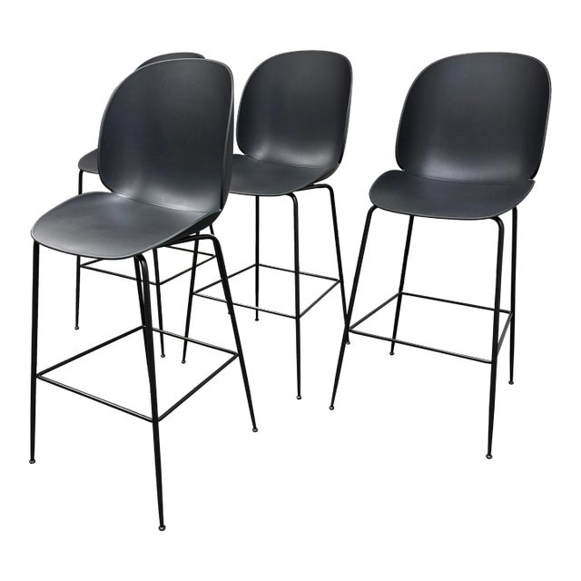 Gam Fratesi for Gubi Black Beetle Bar Stools, Set of Four For Sale