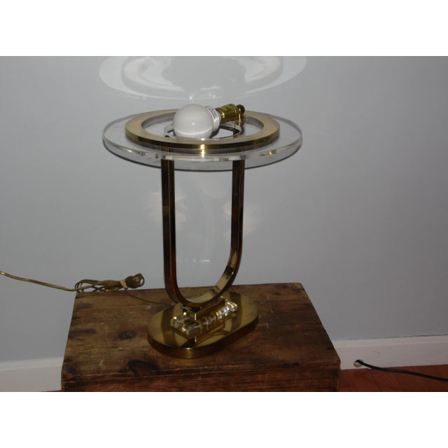 Vintage Mid Century Modern Space Age Clover Lamp Co. Brass and Lucite