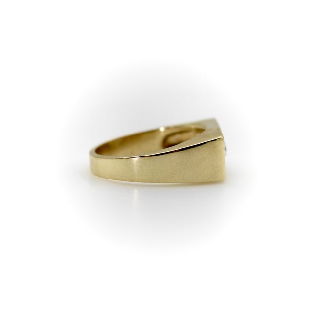 1990s 14k Gold Marquise Diamond Signet Ring, Size 6.5 For Sale - Image 4 of 11