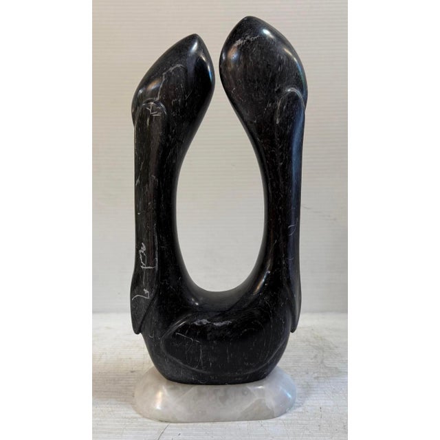 Abstract Vintage Black and White Abstract Marble Sculpture For Sale - Image 3 of 9