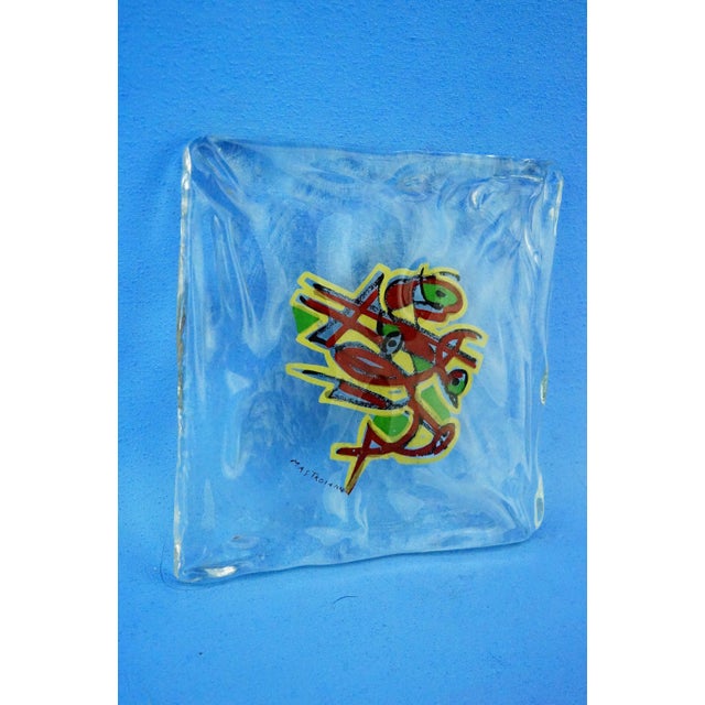 Mid-Century Modern 20th Century Art Glass Plaque with High-Fired Geometric Decoration by Umberto Mastroianni, 1980s For Sale - Image 3 of 16