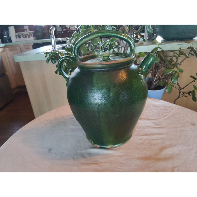 Vintage French Provence Green Glaze Gargoulette/Pottery Jug For Sale - Image 10 of 10
