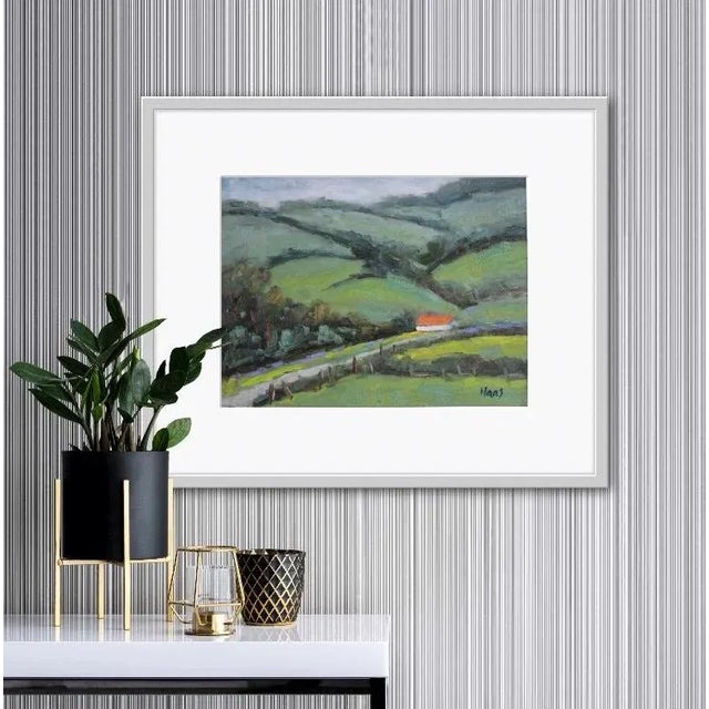 2020s Quiet Places & Journeys — White Barn With Red Roof (Original Oil Landscape) For Sale - Image 5 of 12