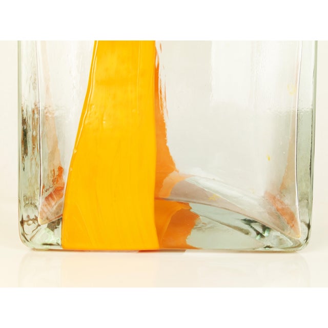 Venini Large Orange and Clear Murano Glass Vase by Cardin for Venini, 1970s For Sale - Image 4 of 13