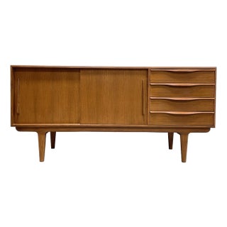 Sculptural Mid Century Modern Styled Credenza | Teak Media Stand | Handmade Sideboard For Sale