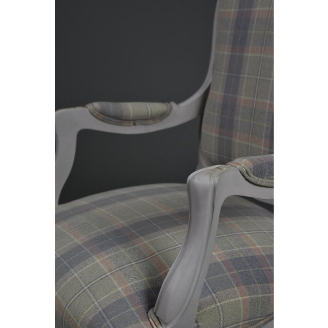 Antique Louis Philippe Armchair with Tartan Upholstery For Sale - Image 10 of 15