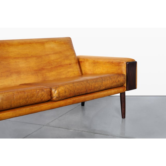 Mid-Century Modern Brazilian Rosewood and Leather Sofa, 1960s For Sale In Los Angeles - Image 6 of 13