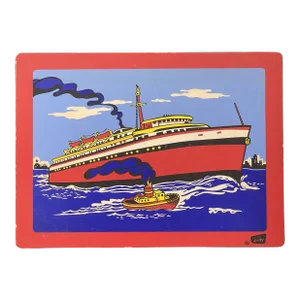 Mid 20th Century Modern Oceanliner Tugboat Print by Judy