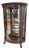 Antique Tiger Oak Curio Cabinet, 4 Shelves, Glass Door, Hand Carved Wood For Sale