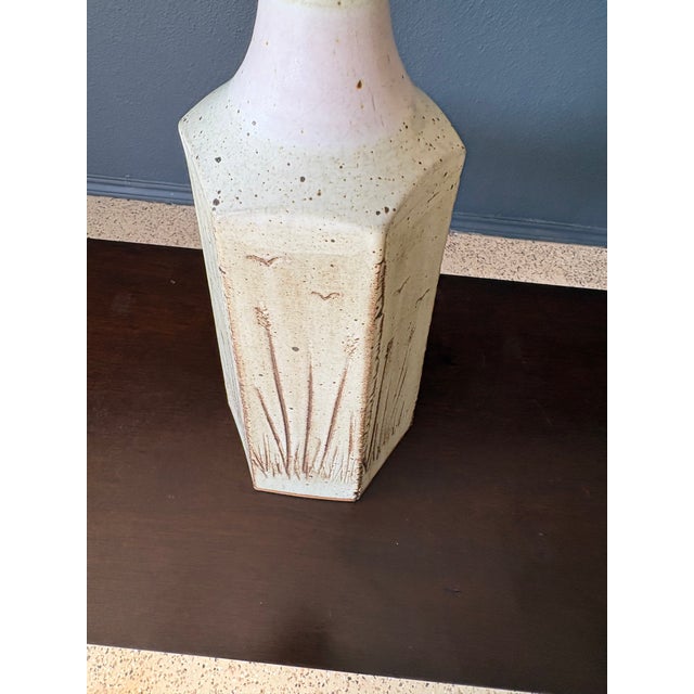 1970s Organic Modern Table Lamps in Stoneware & Brass - a Pair For Sale - Image 11 of 17