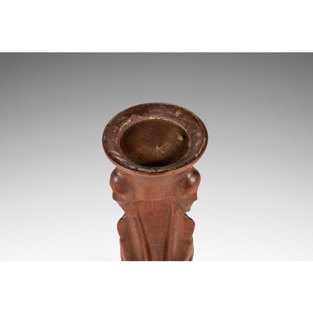 Mid-Century Modern Gothic Hand-Sculpted Oversized Candle Stick Holder Carved From Solid Teak, Usa, C. 1960s For Sale - Image 9 of 14