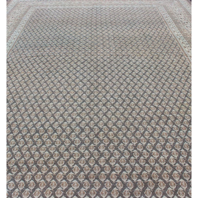 Mid 20th Century Antique Persian Tabriz Rug With Small-Scale All-Over Design and Gray Background 6'9 X 10'2 For Sale - Image 5 of 13