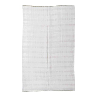 Pink White Vintage Hemp Kilim Rug - 5`10" X 11`2" For Sale