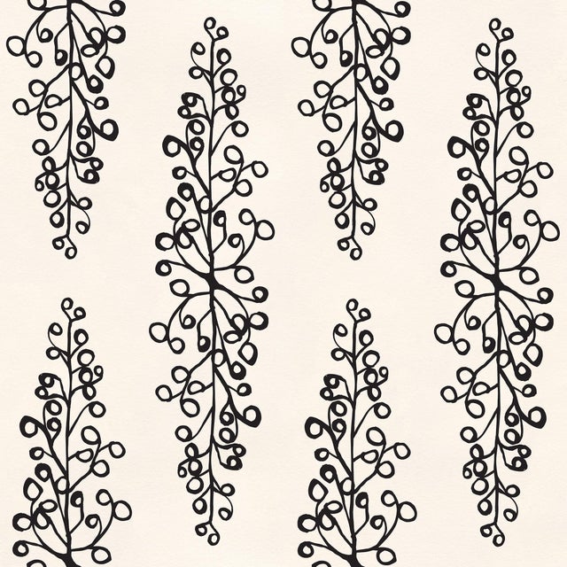 Sample - Grapevine Wallpaper by Susan Hable in Black on Cream For Sale