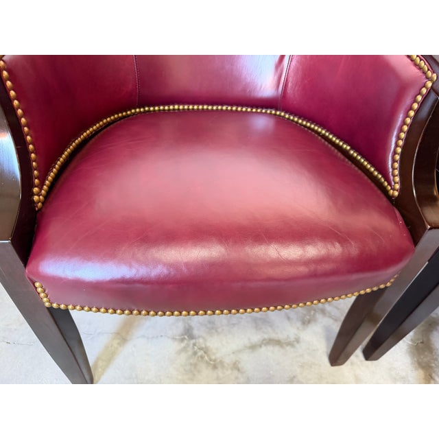 Vintage Hickory Leather Hollywood Regency Style Dining Chairs - Set of 6 For Sale - Image 13 of 17