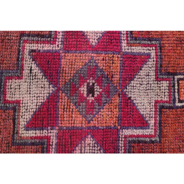 1970s Vintage Turkish Oushak Handmade Wool Cotton Red Runner For Sale - Image 5 of 11