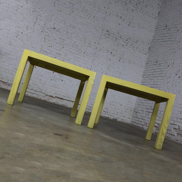 Mid Century Modern Blonde Cerused Oak Parsons End Tables Style Wormley for Dunbar For Sale - Image 6 of 13