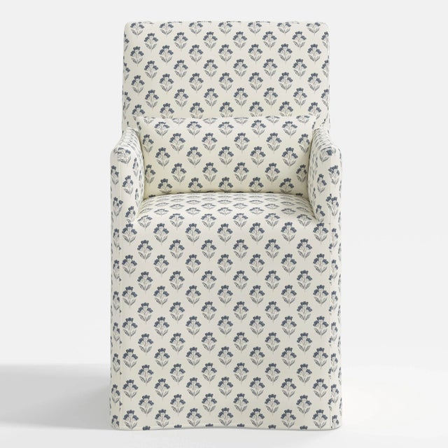 Cloth & Company Stoffer Home x Cloth & Company Lindy Slipcover Dining Arm Chair in Francie Blue For Sale - Image 4 of 7