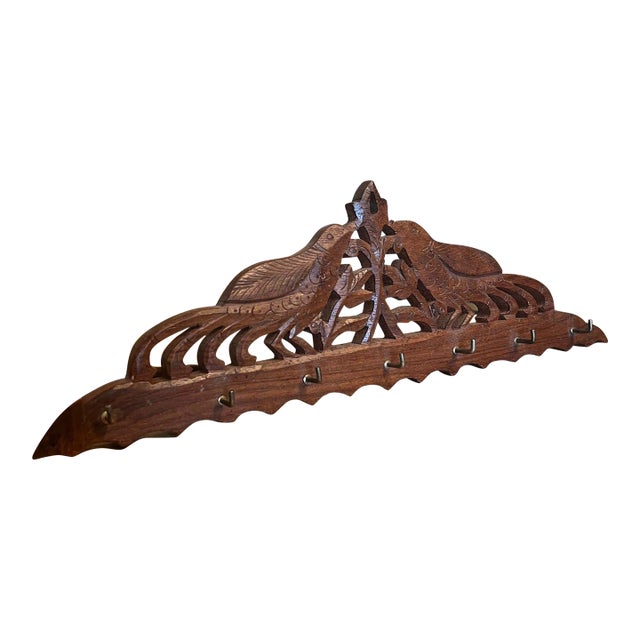 1970s Vintage Carved Wooden Bird Design Wall Hooks For Sale