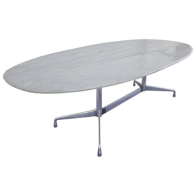 Chrome Mid 20th Century Eames for Herman Miller Executive Series Marble-Top Chrome Base Table, Attributed For Sale - Image 8 of 8