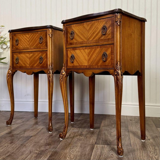 Vintage Ca. 1930s Ornate French Provincial Nightstands, Pair For Sale - Image 16 of 18