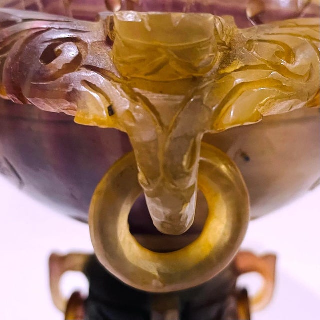 Antique Qing Dynasty Chinese Hand-Carved Amethyst Censer For Sale - Image 4 of 12