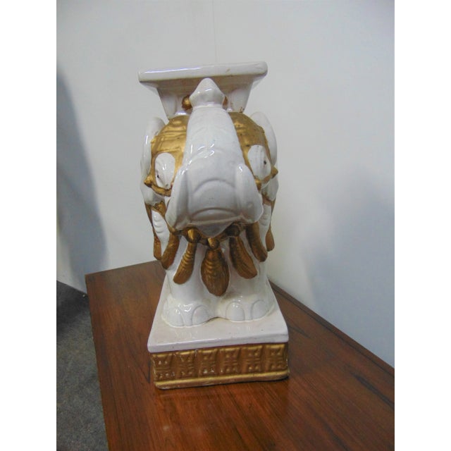 Chinese Elephant White & Gold Porcelain Garden Seat For Sale - Image 3 of 6