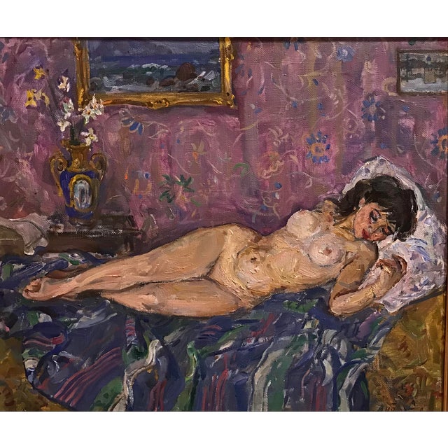 Reclining Nude, Titled "Spring", Oil on Canvas, C. 1990 For Sale - Image 10 of 10