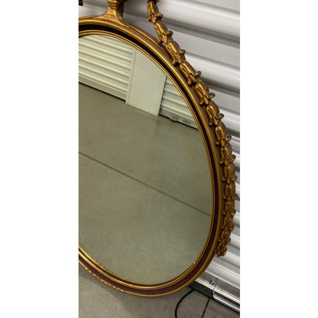 Glass Antique Oval Mirror English Gilt Gesso Adam Style Victorian c.1890 For Sale - Image 7 of 10