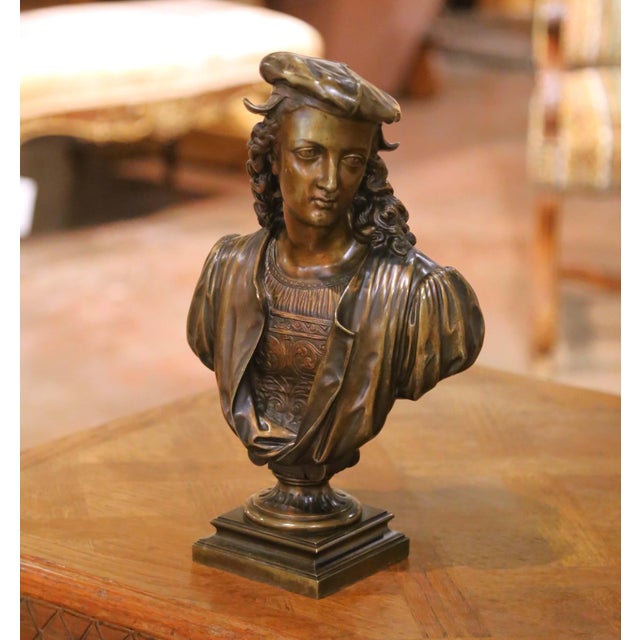 19th Century French Renaissance Revival Bronze Bust by Alexandre Duchoiselle For Sale - Image 4 of 10
