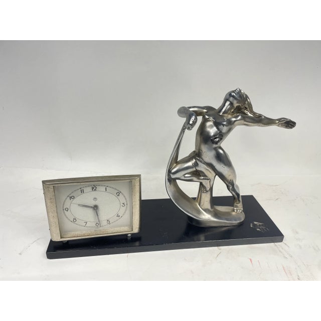 1920s Liberty Clock with Metal Sculpture, 1920s For Sale - Image 5 of 13