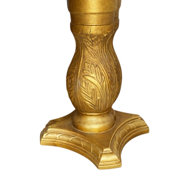 1960s Vintage Black & Gold Marble Coffee Table With Gilt Pedestal Base – Hollywood Regency / MCM For Sale - Image 5 of 5