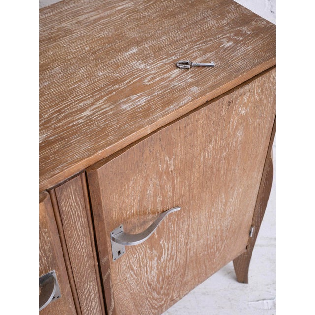 French Art Deco Cerused Oak Server Cabinet, 1940s For Sale - Image 12 of 17