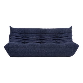 Togo Three-Seater Sofa in Dark Blue Boucle by Michel Ducaroy for Ligne Roset For Sale