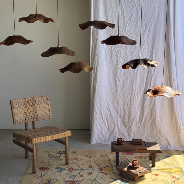 Flat Corrugated Leaf Pendant Light in Teak For Sale - Image 14 of 18