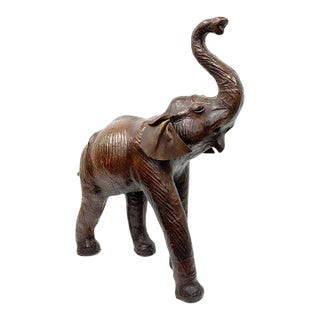 Mid Century Striding Leather Elephant For Sale