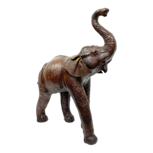 Mid Century Striding Leather Elephant