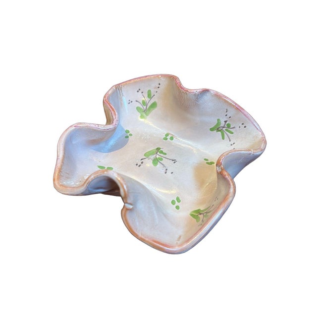 Contemporary Fornaro Italian Ceramic Pink Floral Dish For Sale - Image 3 of 3