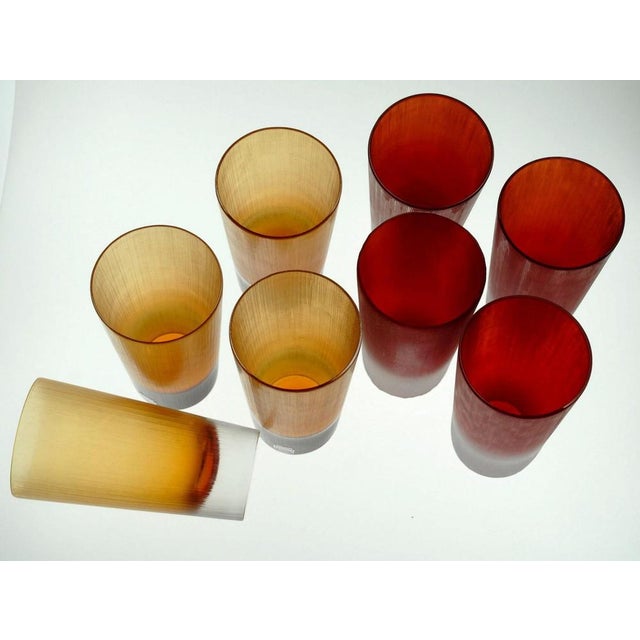 Murano Amber Glasses by Cenedese in the style of Carlo Scarpa, 1980s, Set of 8 For Sale - Image 6 of 18