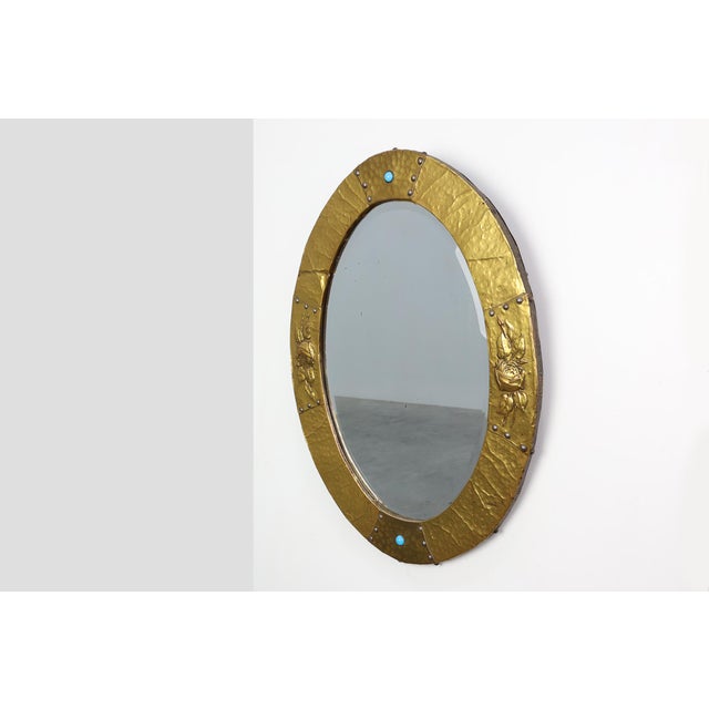 Arts & Crafts Copper Oval Mirror, 1890s For Sale - Image 3 of 11