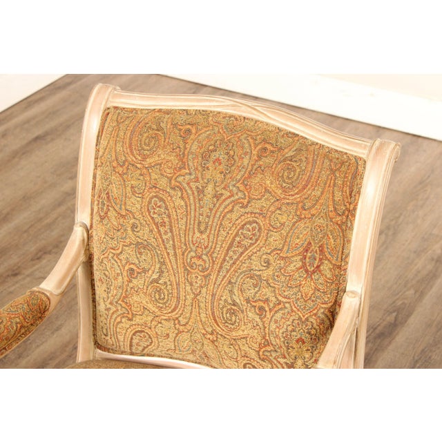 1990s Regency Style Painted Frame Fauteuil Armchairs - A Pair For Sale - Image 11 of 13