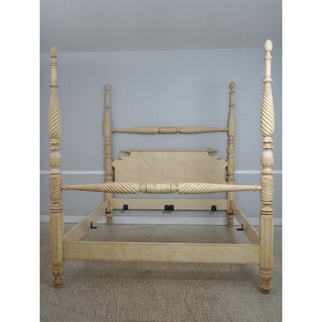 Age: Approx. 30 Years Old Details: Bolted Rail Construction Factory Distressed Painted Finish Nice Carved Details Large...